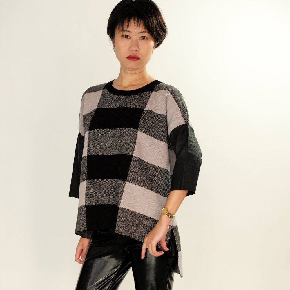 Leather Sleeve Sweater